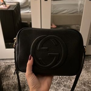Gucci Black Soho Disco Leather Crossbody Bag with Tassel